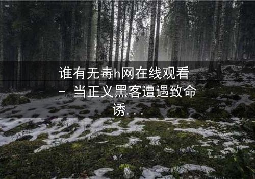 谁有无毒h网在线观看 - 当正义黑客遭遇致命诱惑,你敢点开吗?
