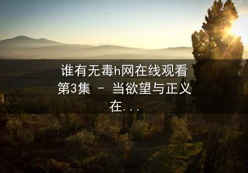 谁有无毒h网在线观看第3集 - 当欲望与正义在暗网交锋