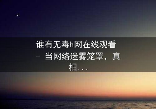 谁有无毒h网在线观看 - 当网络迷雾笼罩,真相如何浮出水面?