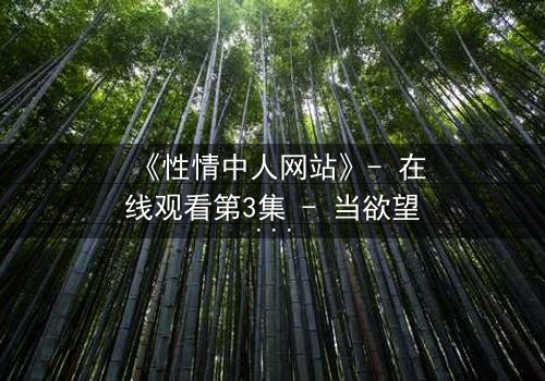《性情中人网站》- 在线观看第3集 - 当欲望与良知在暗网交锋