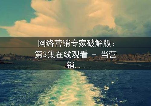 网络营销专家破解版:第3集在线观看 - 当营销天才遭遇道德绝境,你敢点开吗?