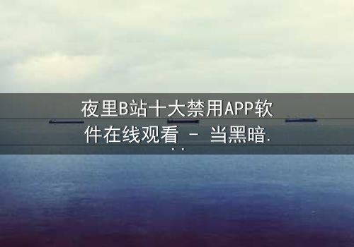 夜里B站十大禁用APP软件在线观看 - 当黑暗降临,你的手机藏着什么秘密?