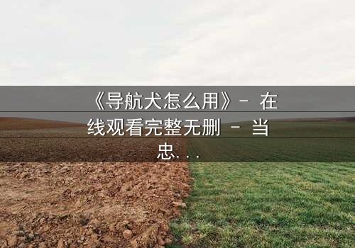 《导航犬怎么用》- 在线观看完整无删 - 当忠诚成为致命陷阱