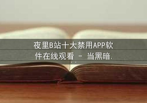 夜里B站十大禁用APP软件在线观看 - 当黑暗中的APP解锁了禁忌之门,你敢点击吗?