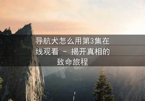 导航犬怎么用第3集在线观看 - 揭开真相的致命旅程