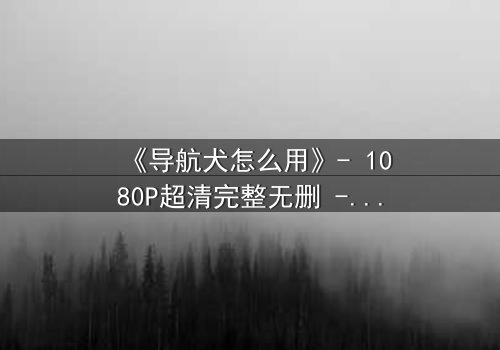 《导航犬怎么用》- 1080P超清完整无删 - 当忠诚成为致命陷阱