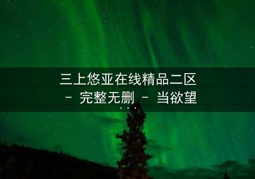 三上悠亚在线精品二区 - 完整无删 - 当欲望与救赎交织的禁忌之恋